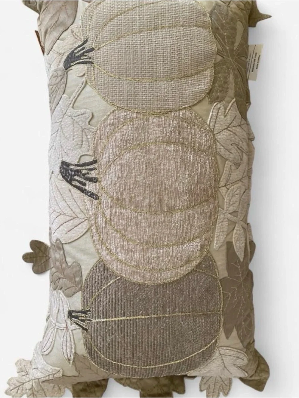 Neutral Pumpkin Appliqué Decorative Throw Pillow - Brand
